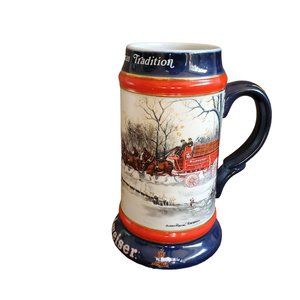 Collectible Budweiser Stein, 1990 with the Clydesdales - An American Tradition